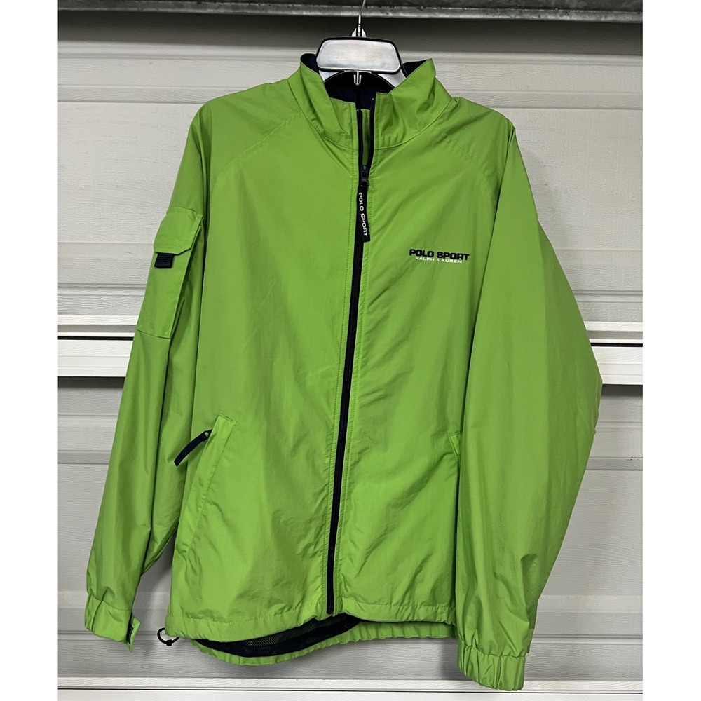 Polo Sport Ralph Lauren Mens Green Full Zip Windbreaker Jacket Mesh Lined Size M